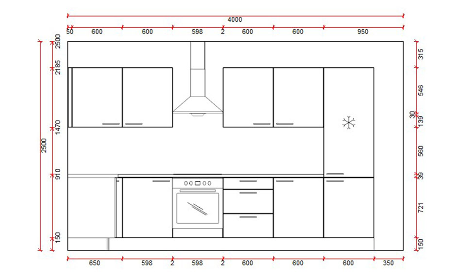 Cuisine bloc 16A Premium 3650x1650mm