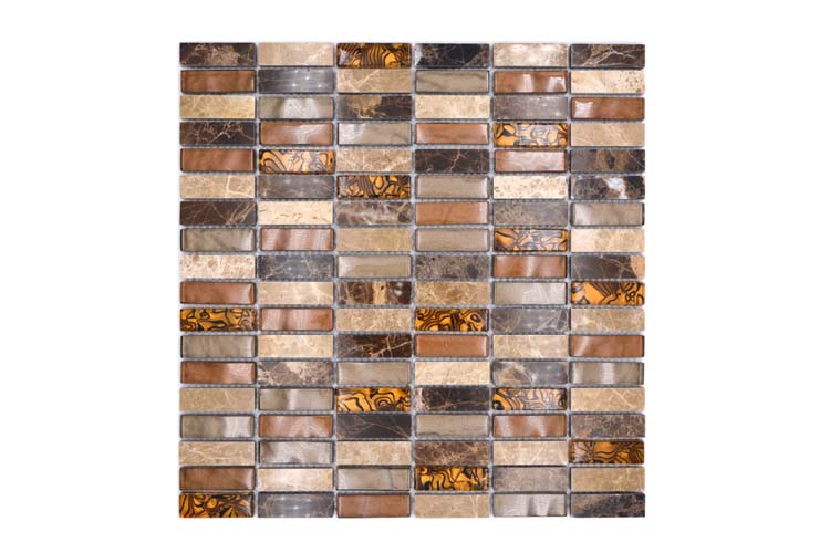 Mosaïque verre mix beige/brune 29,8 x 30,4 cm