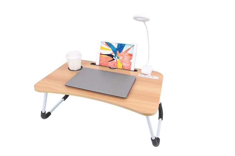 Laptoptafel opvouwbaar hout met USB poorten 60x40x27 cm