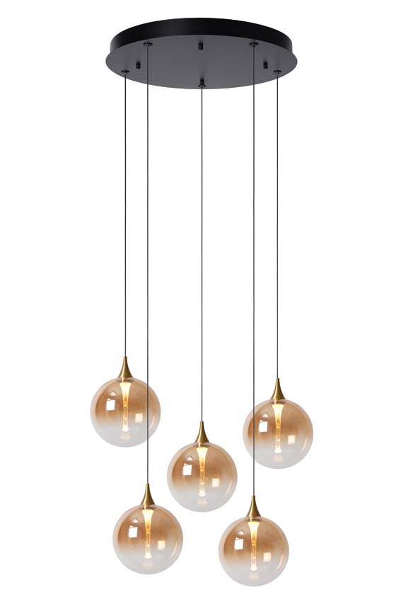 Lucide GISELA - Suspension - Ø 48 cm - LED Dim. - 5x3,8W 2700K - Ambre