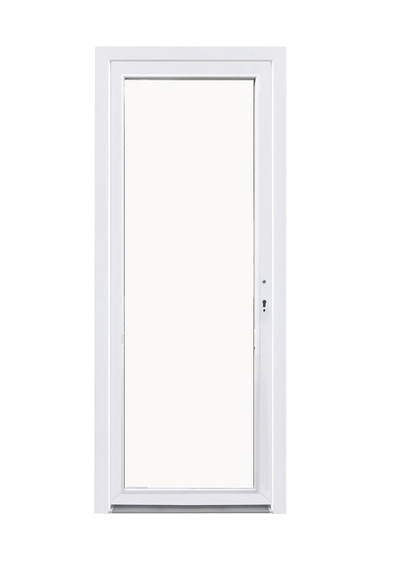 Porte extérieure PVC blanche L 980 x H 2180 D panneau sandwich plat out