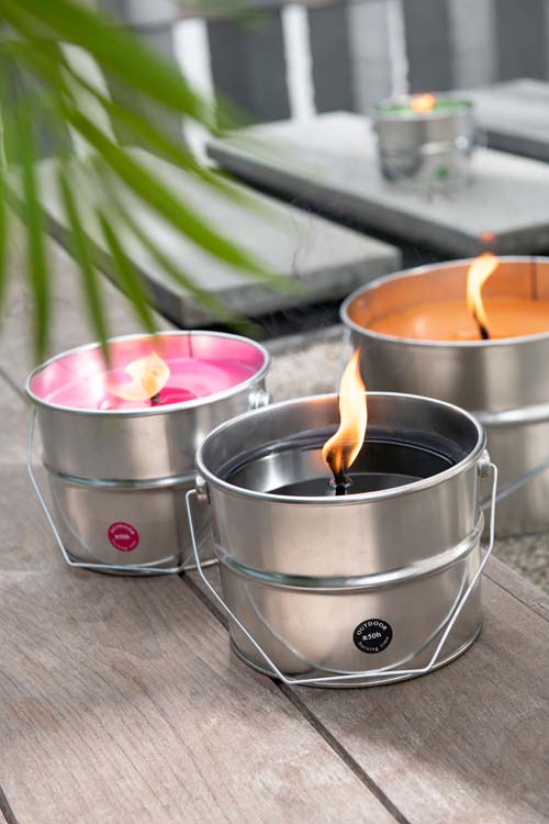 Buitenkaars in pot citronella pink 18x14 cm