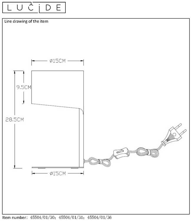 Lucide KNULLE - Lampe de table - Ø 15 cm - E14 - Noir