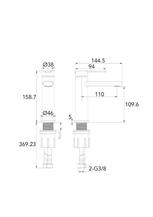 Robinet de lavabo Henriqua canon fusil