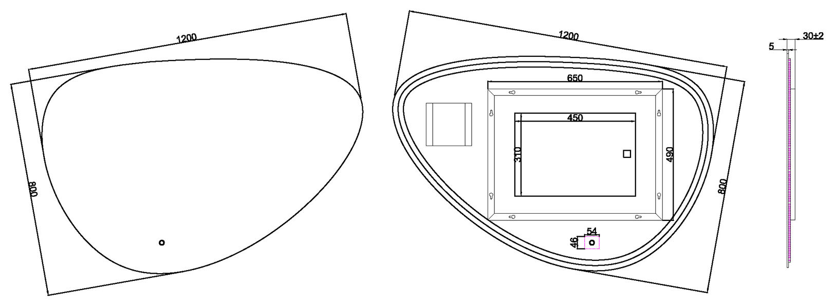 Miroir Karo 1200 mm + LED + anti-condens