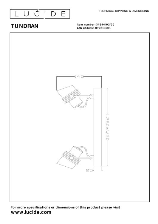 Lucide TUNDRAN - Plafondspot - 2xGU10 - Zwart