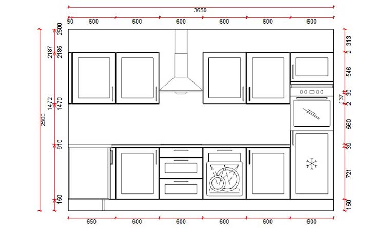 Blokkeuken 16B Premium Kader 3650mmx1650mm