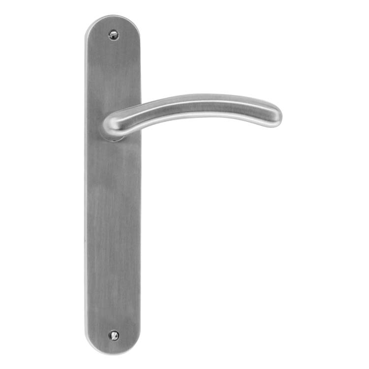 Poignée de porte andria look inox sur bouclier sans cylindre