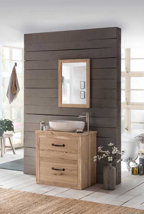 Meuble de salle de bain Country 80 cm chêne - vasque en saillie