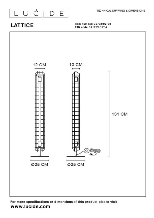 LATTICE Vloerlamp E27/40W Zwart