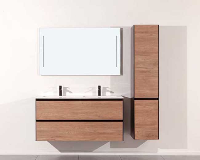 Meuble salle de bain Molly 1200mm aspect bois - lavabo mat