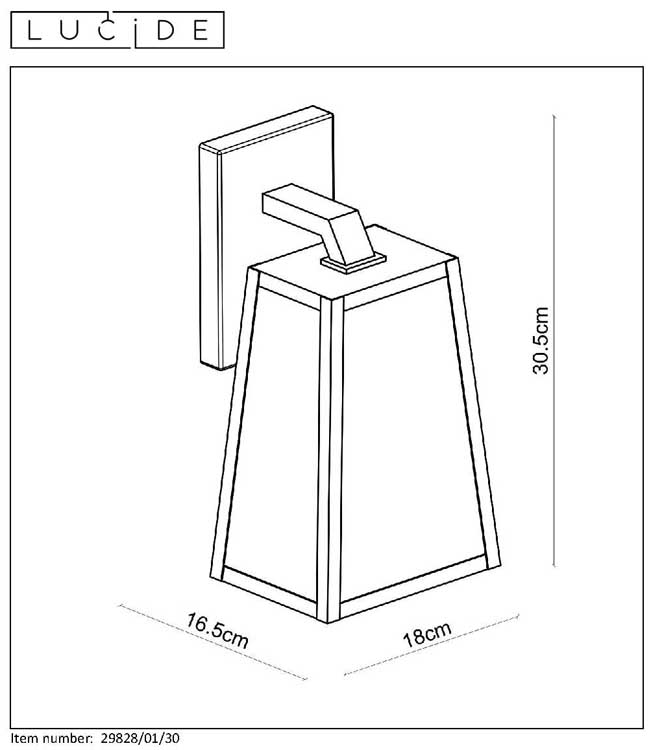 Lucide MATSLOT - Applique murale Extérieur - E27 - IP23 - Noir