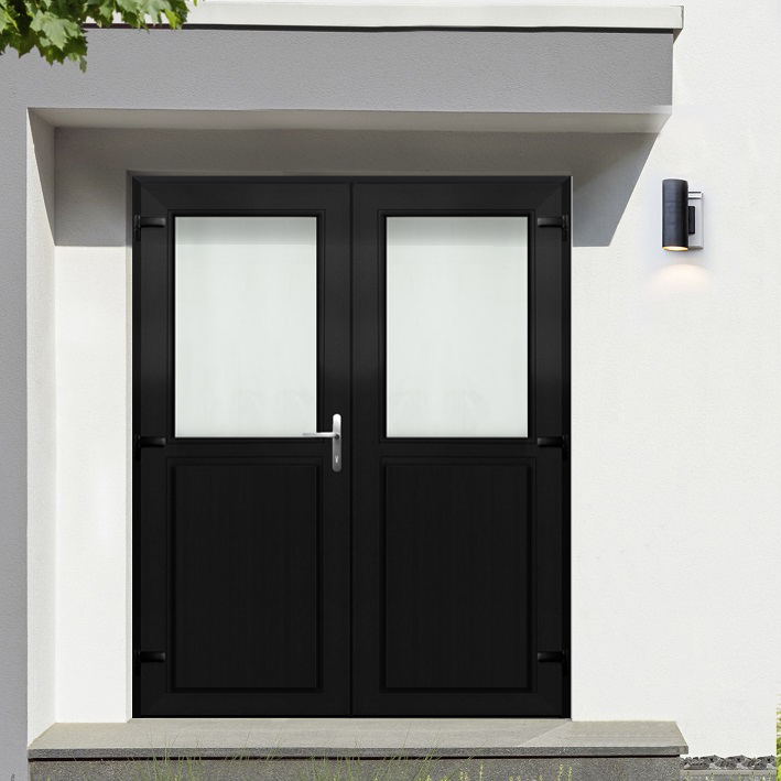 Porte extérieure PVC double anthracite L 1800 x H 2100 G outside