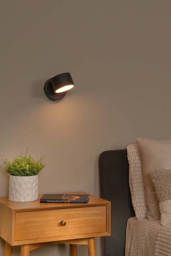 Lucide GIAN - Wandlamp - LED Dimb. - Zwart