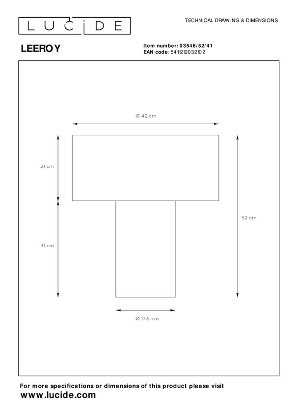 LEEROY - Lampe de table - 1xE27 - Taupe