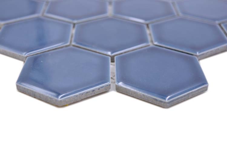 Mozaïek hexagon blauwgroen glans 32,5 x 28,1 cm