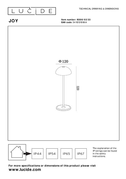Lucide JOY - Lampe de table Extérieur Rechargeable - Batterie - Ø 12 cm - LED Dim. - 1x1,5W 3000K - IP54 - Vert