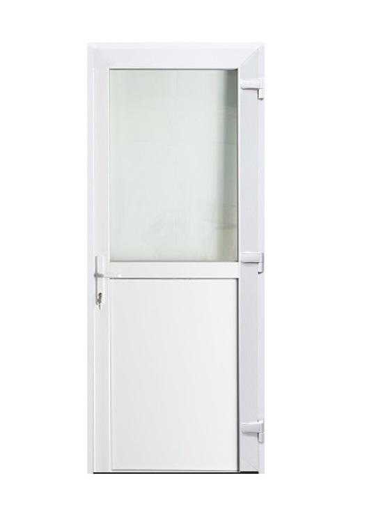 Porte extérieure PVC blanche L 980 x H 2180 D demi-vitrée outside