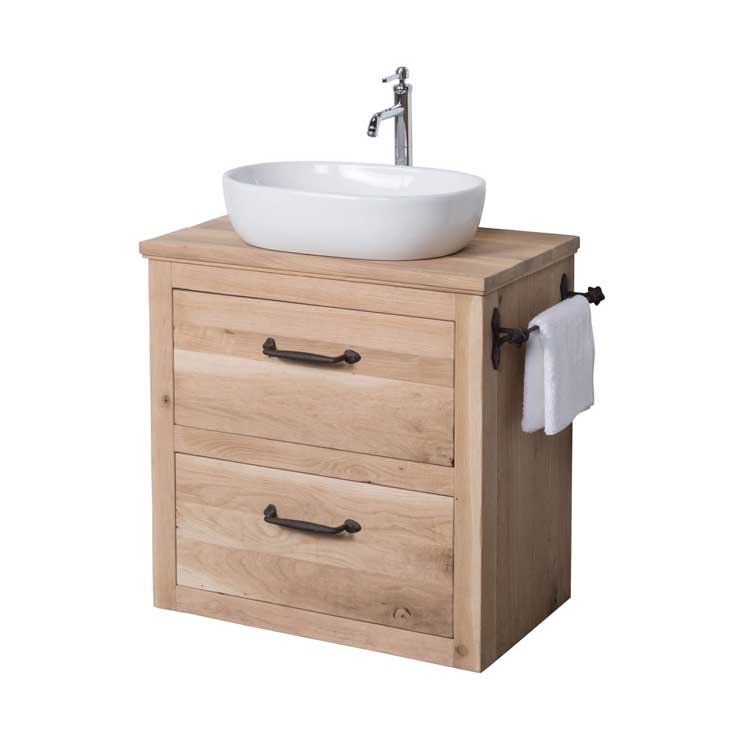 Meuble de salle de bain Country 80 cm chêne - vasque en saillie