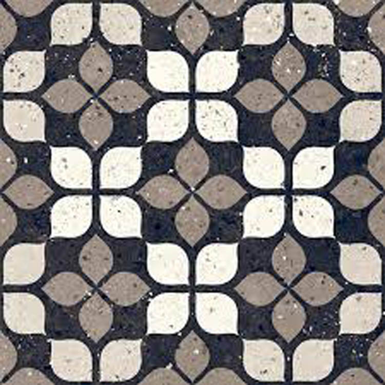 Carrelage Terrazzo Fiore nero décor fleur 20x20cm