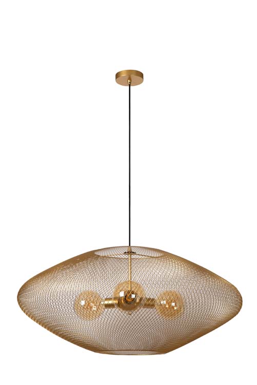 Lucide MESH - Hanglamp - Ø 88 cm - 3xE27 - Mat Goud / Messing