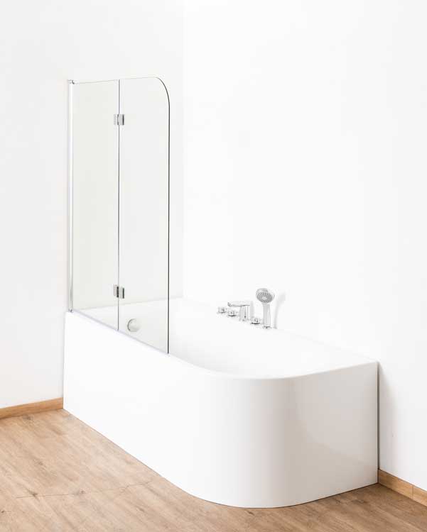 Paroi de baignoire Asher 130x120cm chrome