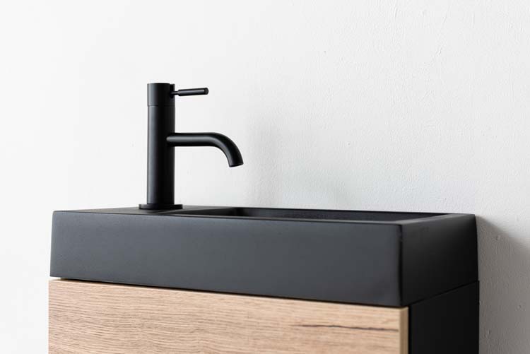 Meuble Dotan noir/chêne 400 mm lavabo noir mat