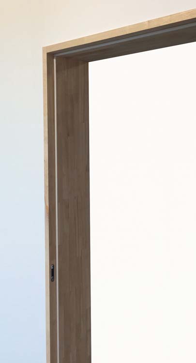 Verfblokdeur compleet 73cm zwart+blokkader in rubberwood 15cm links