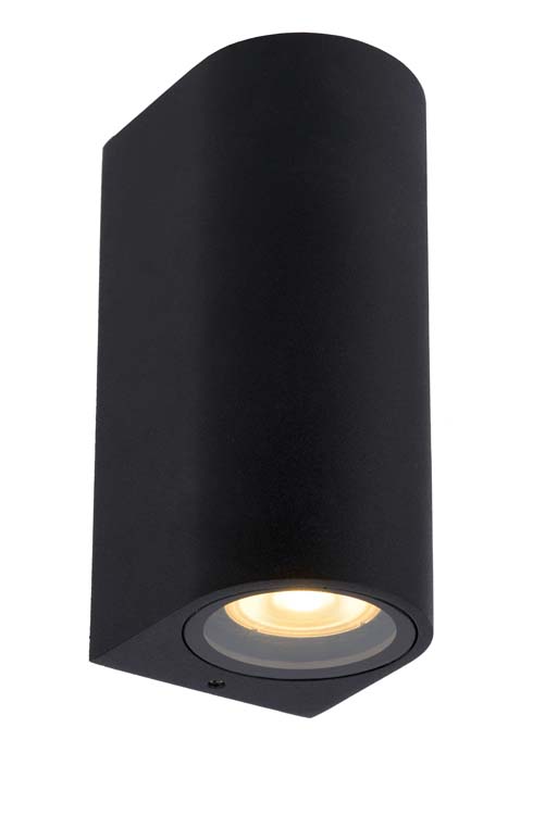 Wandspot Buiten - 2xGU10 - IP44 - Zwart - Rond