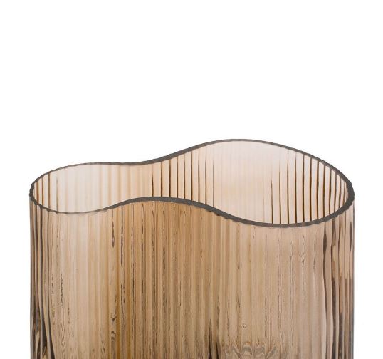 Vase Allure wave sand brown glass 18.5 x 12 x 18 cm