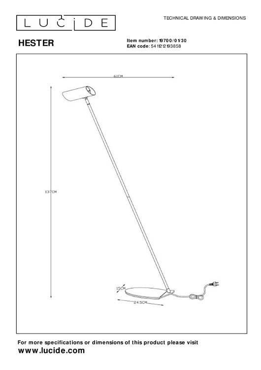 Lucide HESTER - Leeslamp - 1xGU10 - Antraciet