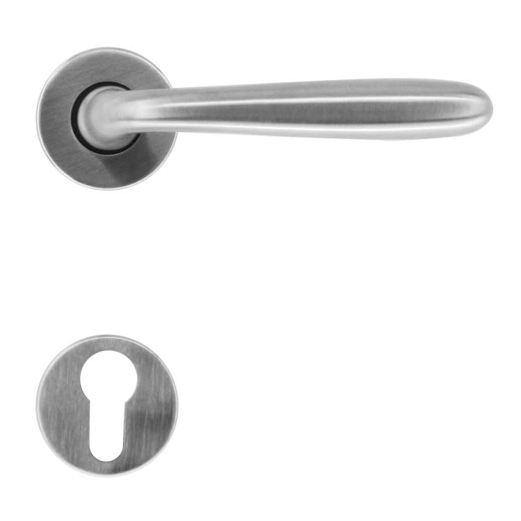 Poignée de porte aquino look inox rosace cylindre