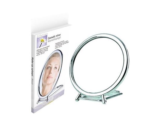 Miroir de maquillage chromé 15 cm avec miroir grossissant