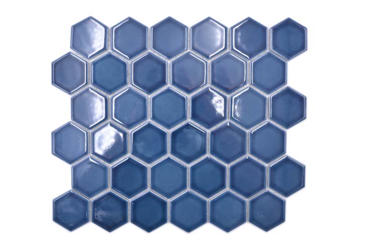 Mozaïek hexagon blauwgroen glans 32,5 x 28,1 cm