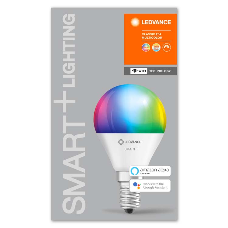 Lampe LED smart + WiFi p40 Multicolour RGBW E14 5W