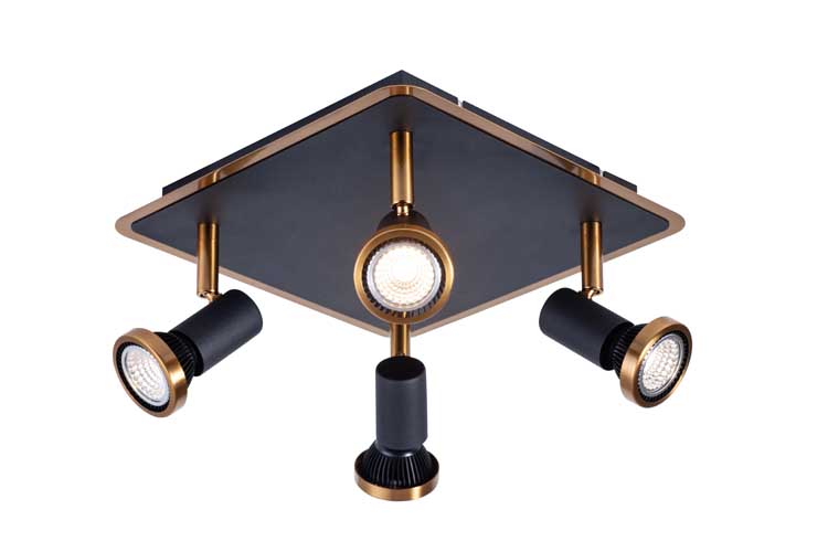 Plafondlamp LED zwart/brons GU10 4X5W dimbaar