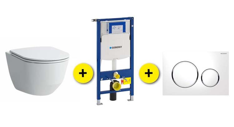 Set de toilette Laufen Pro blanc avec siège+plaque blanc+reserv UP320