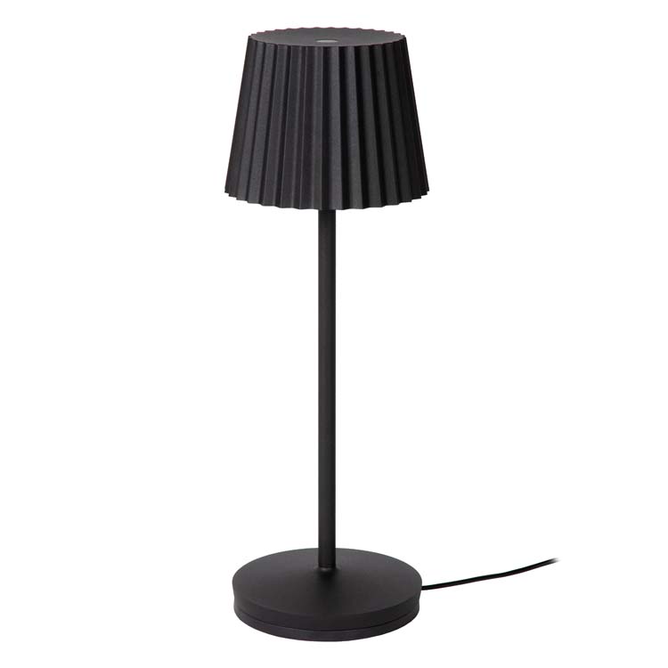 Lucide JUSTINE - Tafellamp Buiten - LED Dimb. - 1x2W 2700K - IP54 - Met contact oplaadplatforrm - Zwart