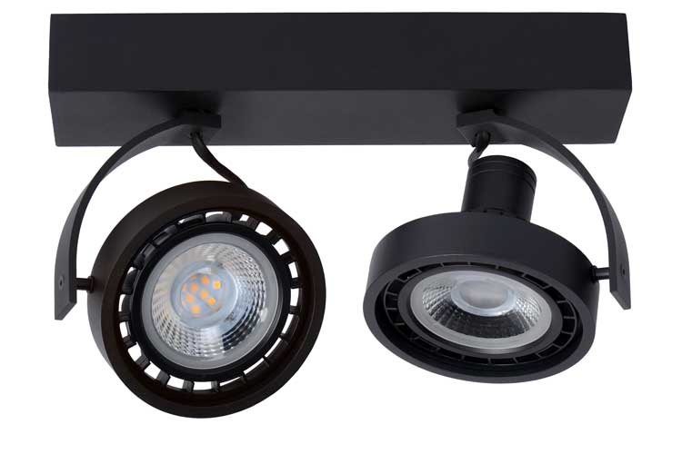 Lucide DORIAN - Plafondspot - LED Dim to warm - GU10 - 2x12W 3000K/2200K - Zwart