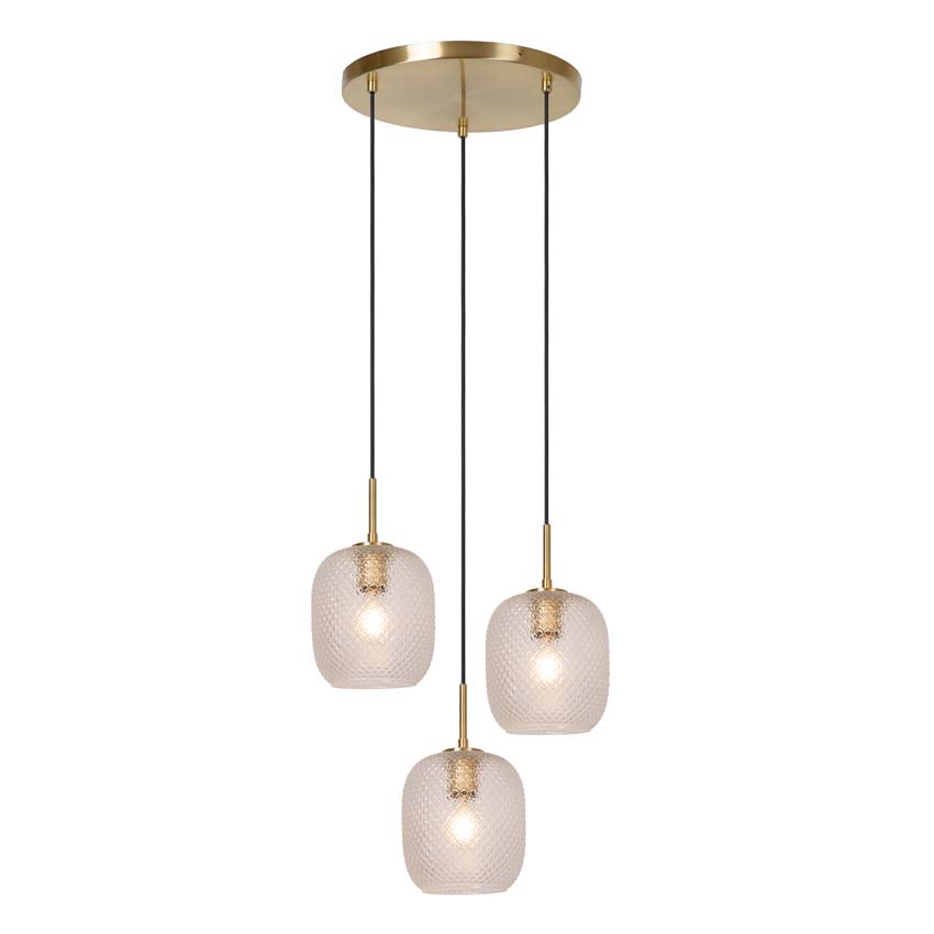 Lucide ALICENT - Hanglamp - Ø 35 cm - 3xE27 - Mat Goud / Messing