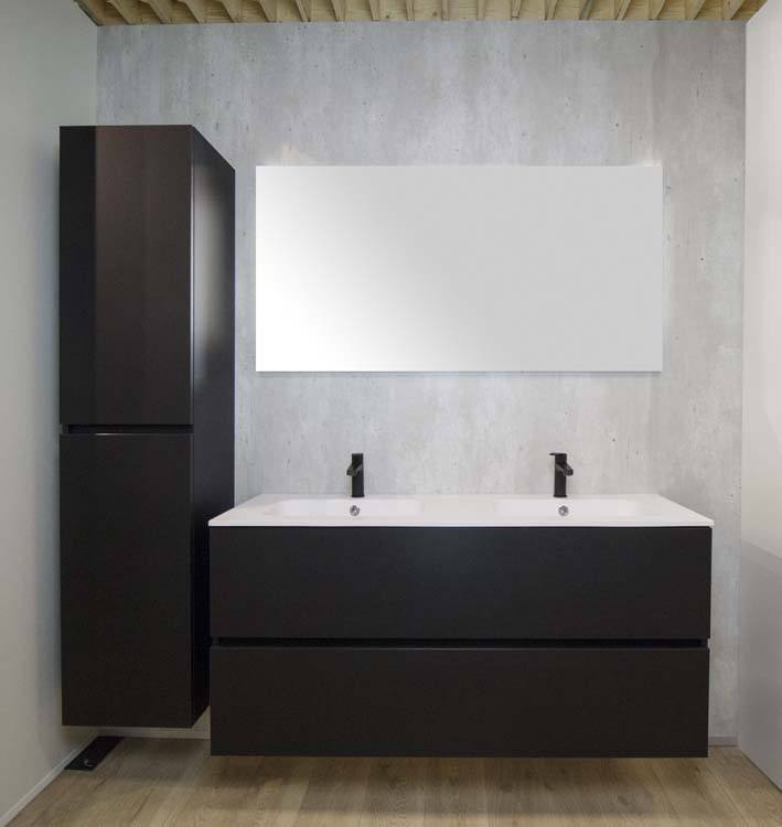 Meuble de salle de bain Puro noir mat 1400 mm lavabo mat