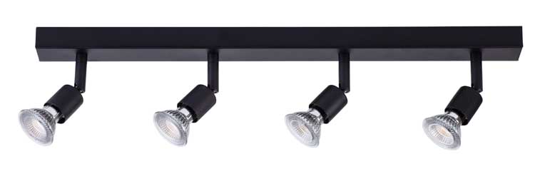 Plafonnier LED bar noir GU10 4X4.2W dimmable