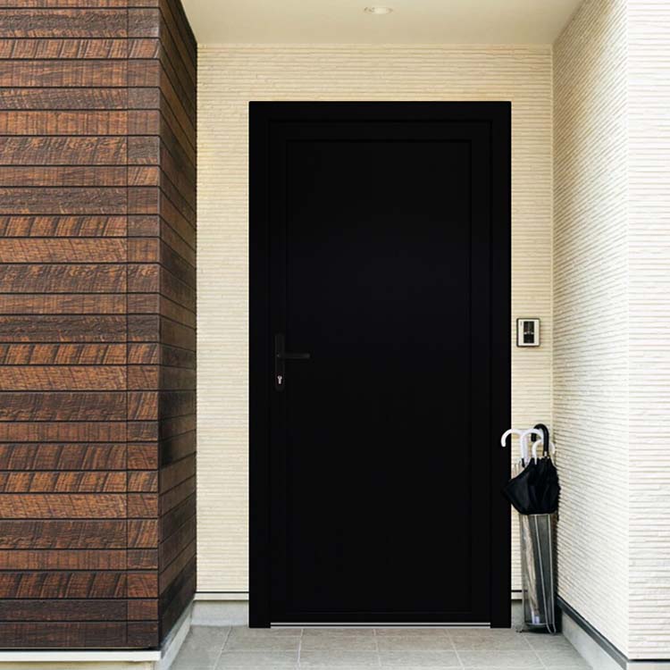 Porte extérieure avec panneau plein PVC noire G 980x2180mm