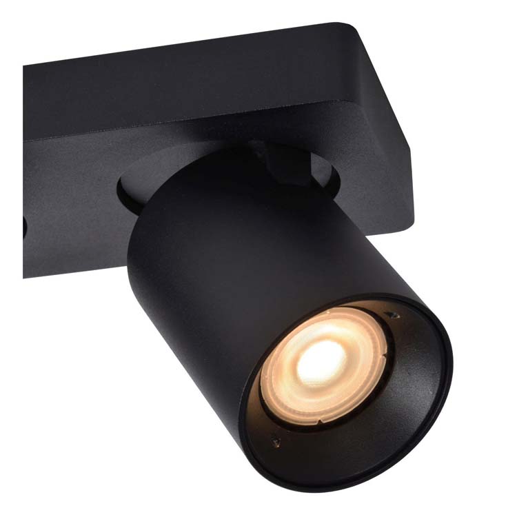 Lucide NIGEL - Spot plafond - GU10 - 3x5W 2200K/3000K - Noir