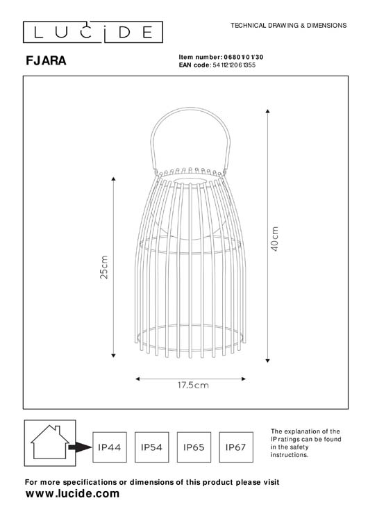 FJARA - Lampe de table Extérieur - Ø 17,5 cm - LED Dim. - 1x0,3W 3200K - IP44 - 3 StepDim - Noir