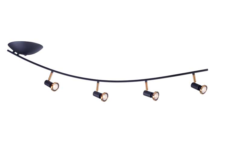 Plafondlamp LED boog zwart/brons GU10 4X5W dimbaar