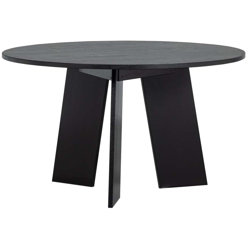 Table Fritz en chêne ronde noire Ø129cm