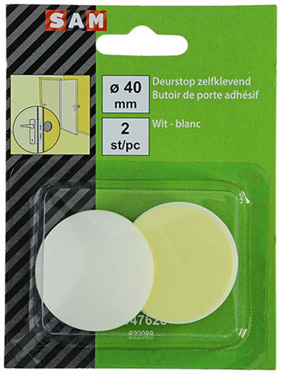 Butoir de porte auto-adhésif blanc 40mm 2pcs    