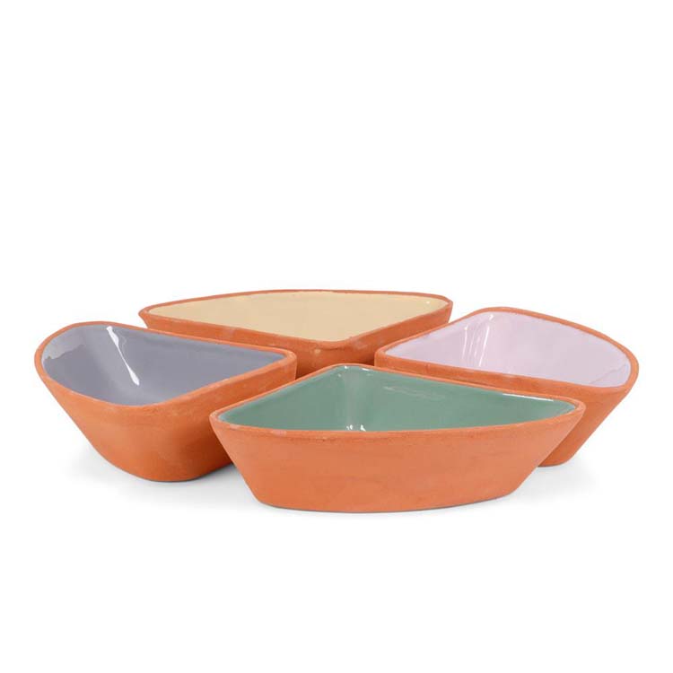 Schaaltjes triangel terracotta set van 4 st