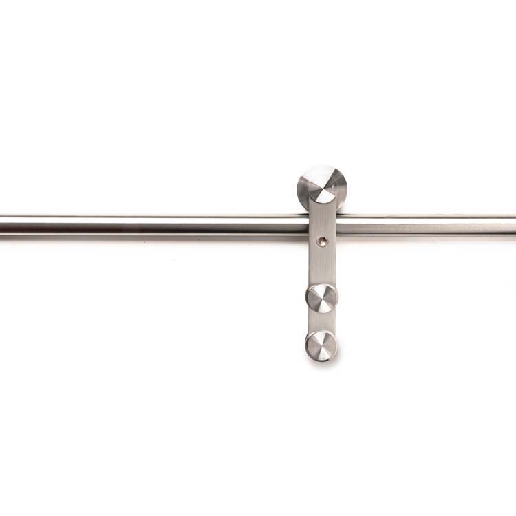 Schuifdeur glas 8mm mat + rail inox + trekker rond inox 40cm